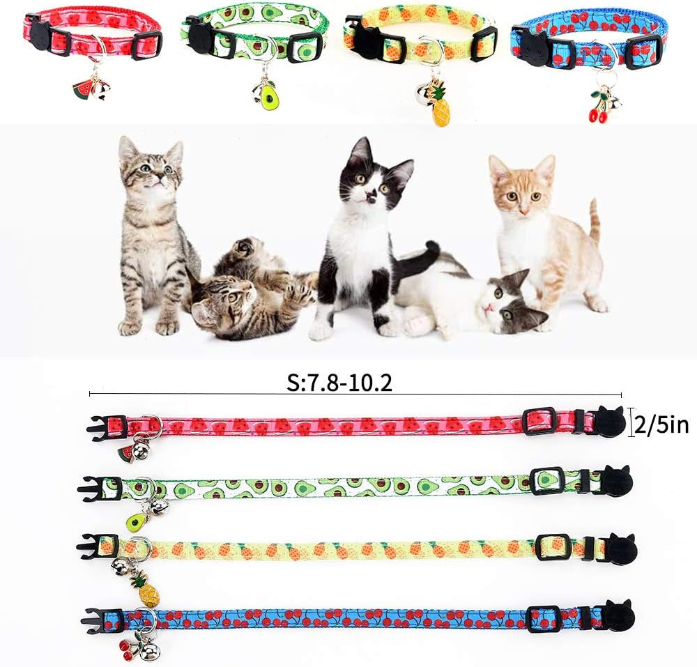 Cat Collars Breakaway with Bell - 4 Pack Cat Safety Collars for Boys & Girls - Safety Buckle Kitten Collar for Pet Supplies,Stuff,Accessories