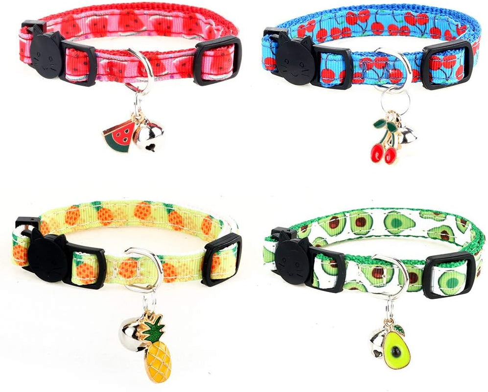 Cat Collars Breakaway with Bell - 4 Pack Cat Safety Collars for Boys & Girls - Safety Buckle Kitten Collar for Pet Supplies,Stuff,Accessories