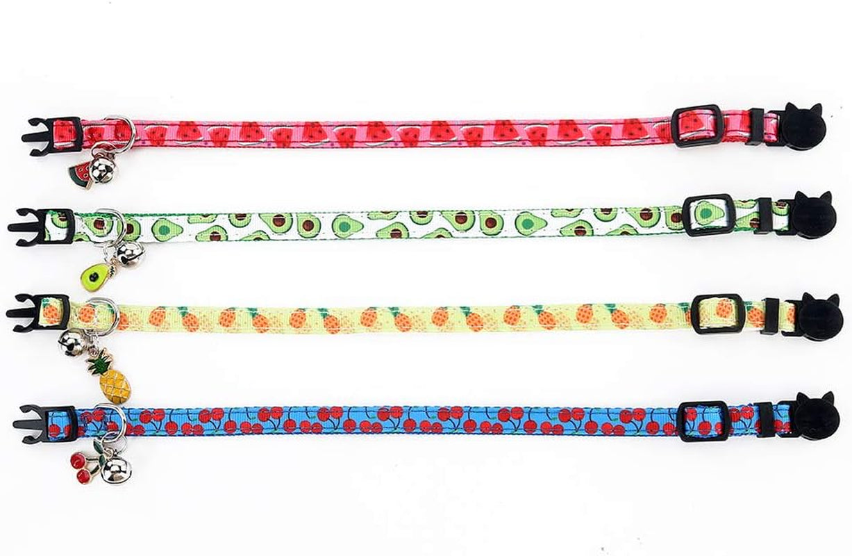 Cat Collars Breakaway with Bell - 4 Pack Cat Safety Collars for Boys & Girls - Safety Buckle Kitten Collar for Pet Supplies,Stuff,Accessories