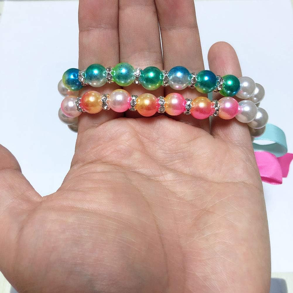 Ombre Pearls Dog Necklace Jewelry for Small Dogs Puppy - Bling Rhinestones Cat Wedding Collar - Chihuahua Yorkie Girl Clothes Costume Outfits Accessories (Ombre Blue, Size S)