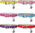 6 Pieces Leather Cat Collar with Bell Cute Pet Leather Kitten Collar for Boy Girl Cats with Safety Elastic Strap for Small Kitten Puppy(Classic Color)