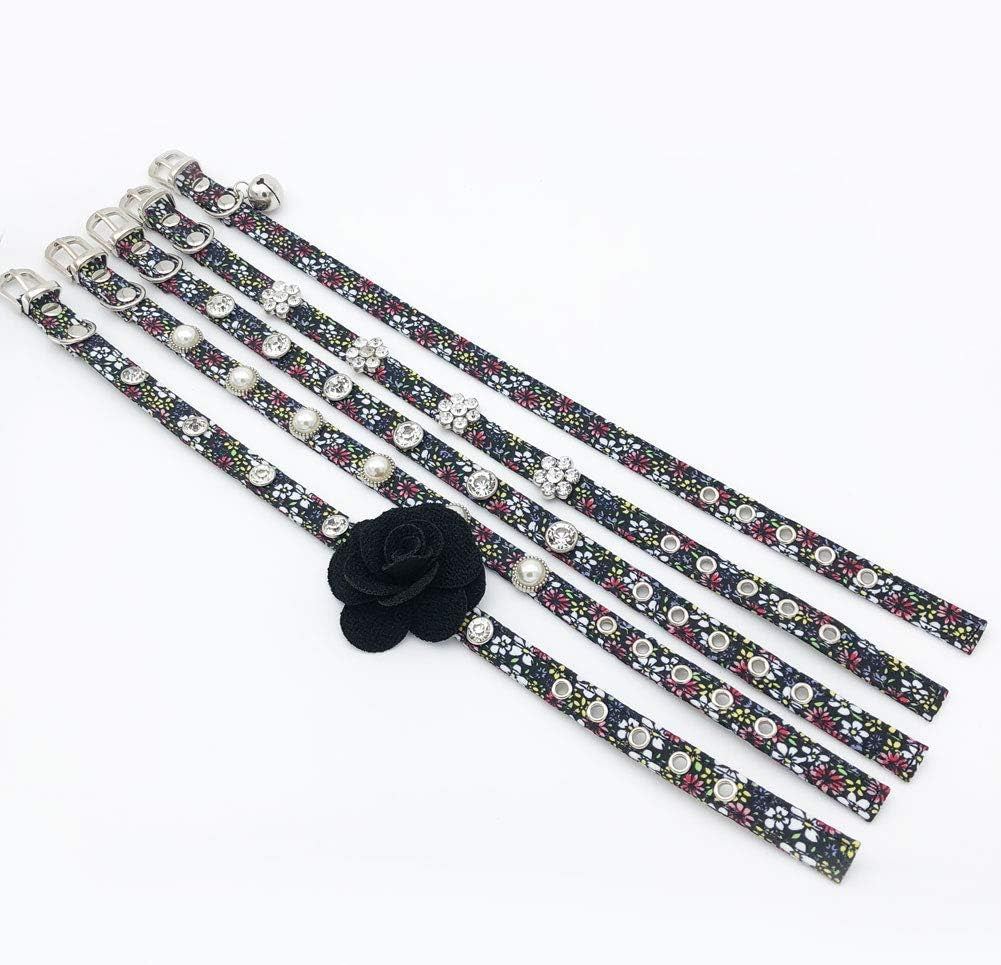 Rhinestone Floral Dog Cat Collar - Bling Dog Birthday Jewelry for Small Dogs Girl - Female Chihuahua Yorkie Clothes Costume Accessories, Adjustable Buckle (Pattern B, Size M)