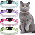 4 Pieces Rhinestones Cat Collars Breakaway Cat Collar with Bell Bling Pet Accessories with Soft Velvet, 4 Colors(Xs,Light Green, Light Blue, Light Purple, Rose Red)