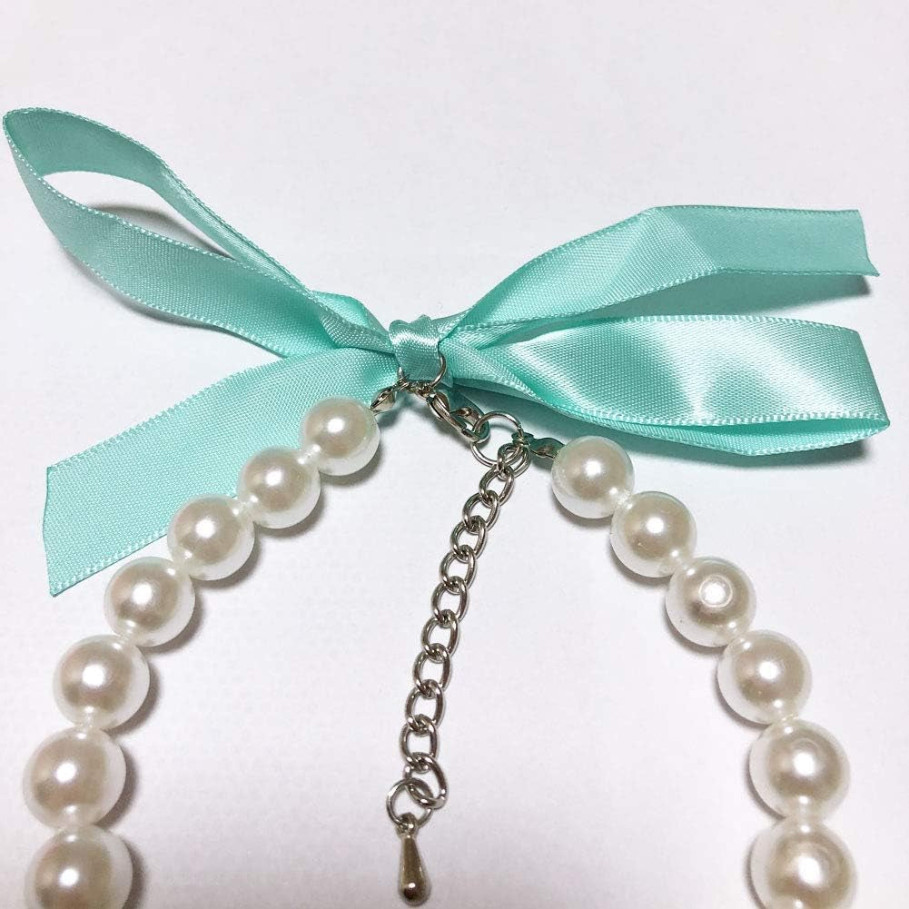 Ombre Pearls Dog Necklace Jewelry for Small Dogs Puppy - Bling Rhinestones Cat Wedding Collar - Chihuahua Yorkie Girl Clothes Costume Outfits Accessories (Ombre Blue, Size S)