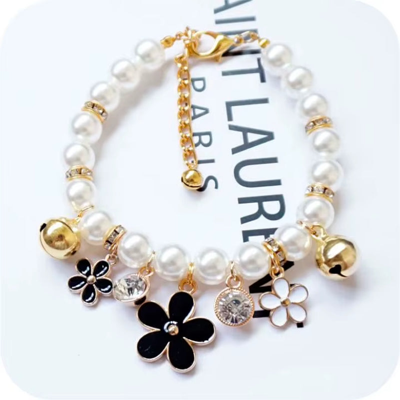 Princess Pearl Pet Necklace Accessories for Puppies Dogs Cats Small Animals Wedding Jewelry Small Puppy Products for Yorkshire