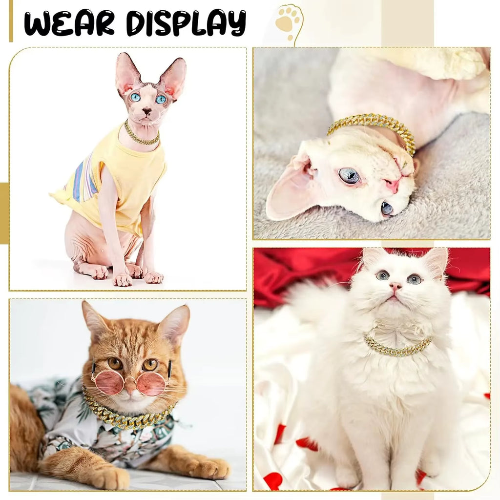 Dog Chain Collar Luxury Gold Pet Metal Chain Collar for Small Medium Large Dogs Cats Pet Jewelry Necklace Accessorie