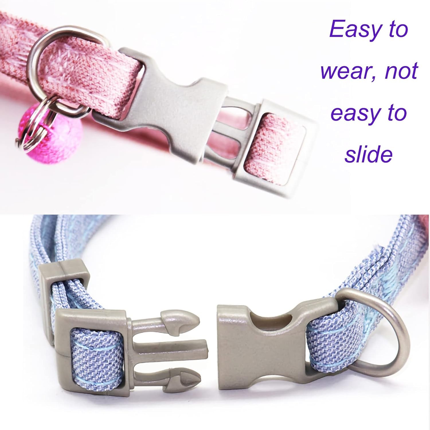 Handmade Cat Collars,Kitten Collar with Six Petals Flowers Collars Charms,Dog Cat Collar with Bells,Adjustable Cat Collars for Girl Cats (Sky Blue)