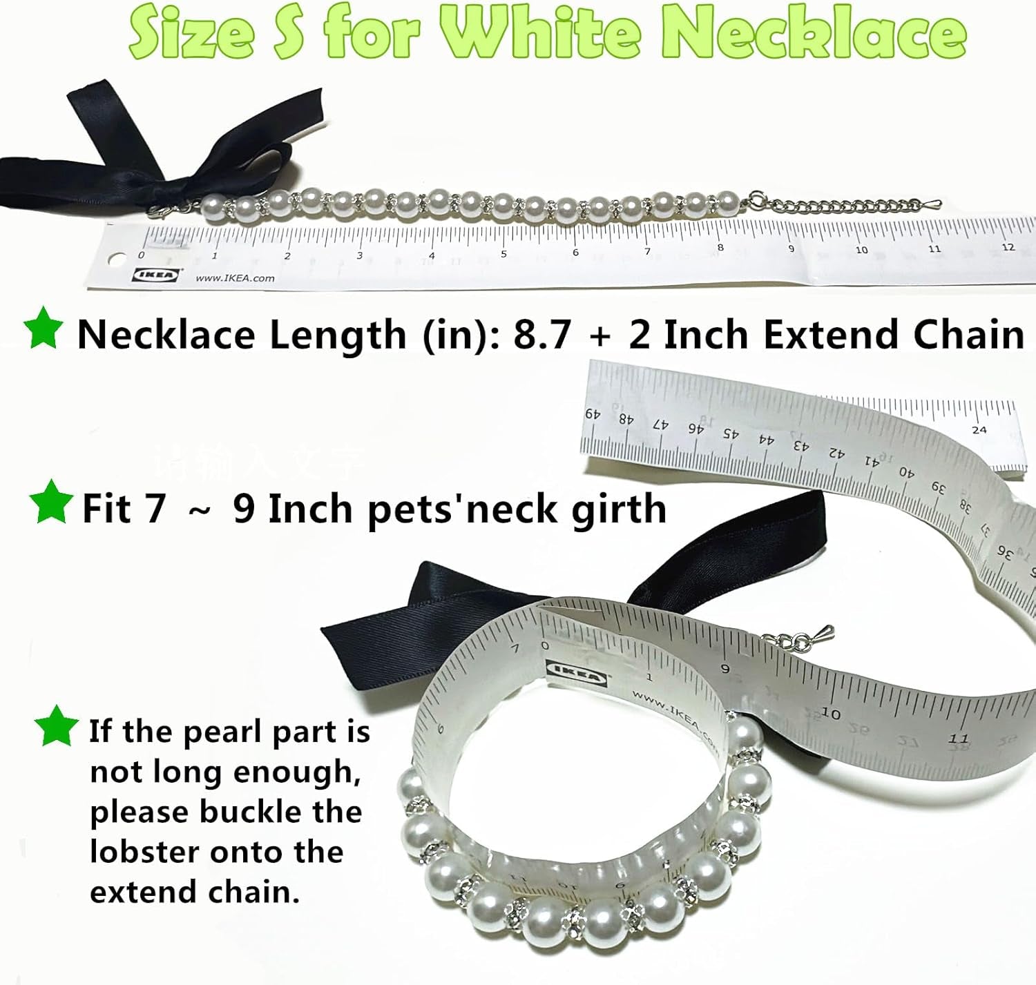 Diamond Dog Pearls Necklace Jewelry for Small Dogs Puppy - Bling Rhinestones Cat Wedding Collar - Chihuahua Yorkie Girl Clothes Costume Outfits Accessories (Snow White, Size S)