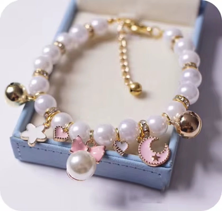 Princess Pearl Pet Necklace Accessories for Puppies Dogs Cats Small Animals Wedding Jewelry Small Puppy Products for Yorkshire