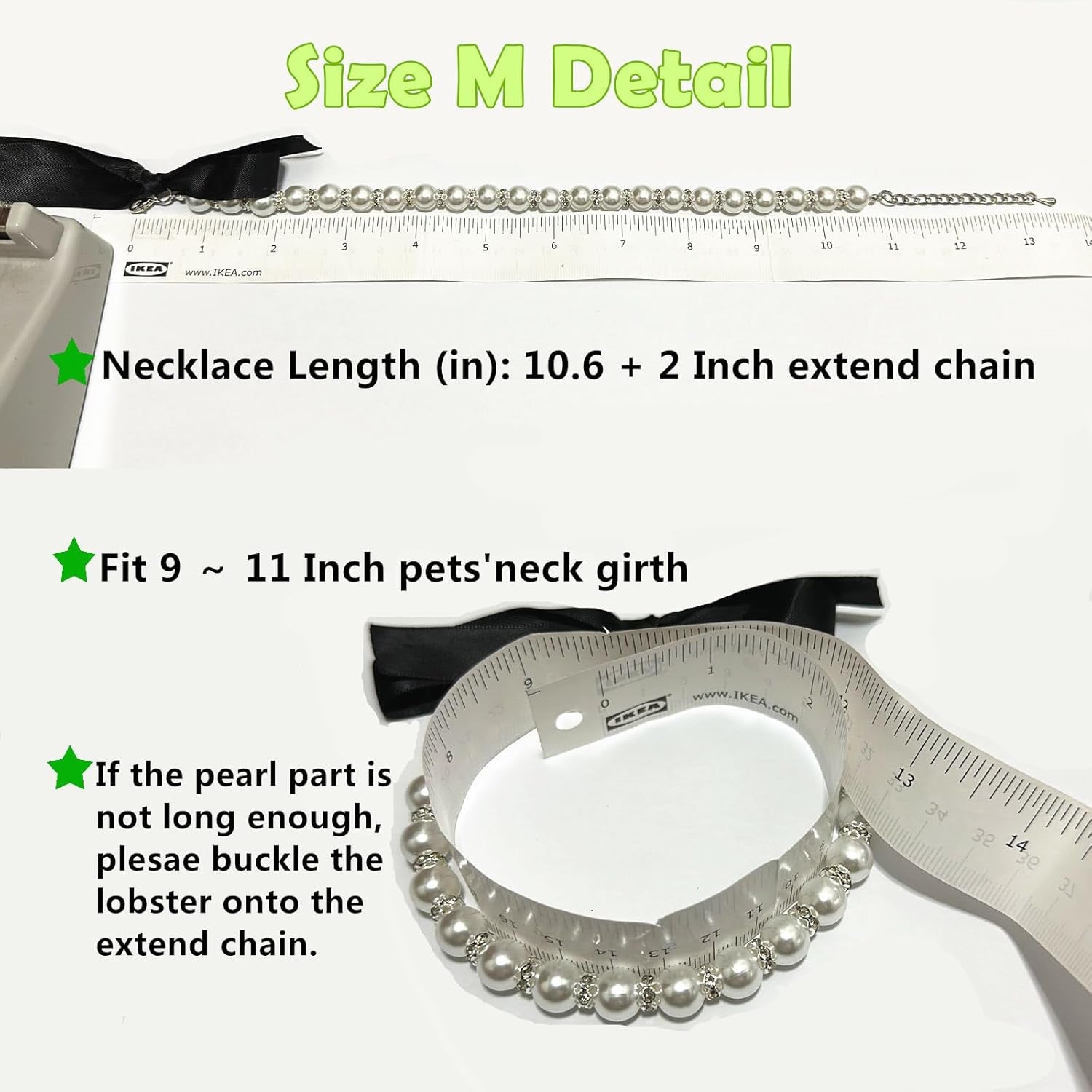 Diamond Dog Pearls Necklace Jewelry for Small Dogs Puppy - Bling Rhinestones Cat Wedding Collar - Chihuahua Yorkie Girl Clothes Costume Outfits Accessories (Snow White, Size M)