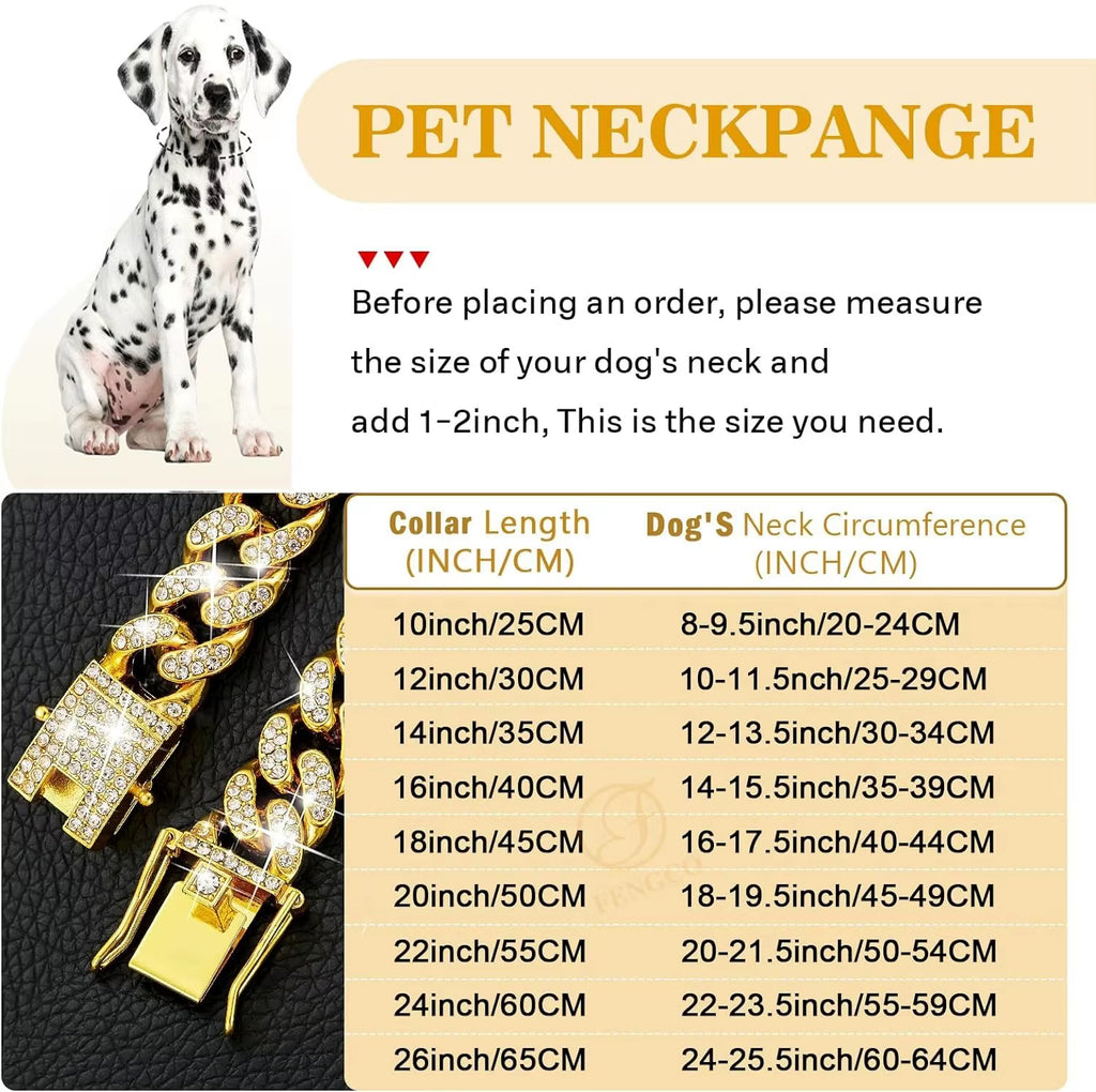 Dog Chain Collar Luxury Gold Pet Metal Chain Collar for Small Medium Large Dogs Cats Pet Jewelry Necklace Accessorie